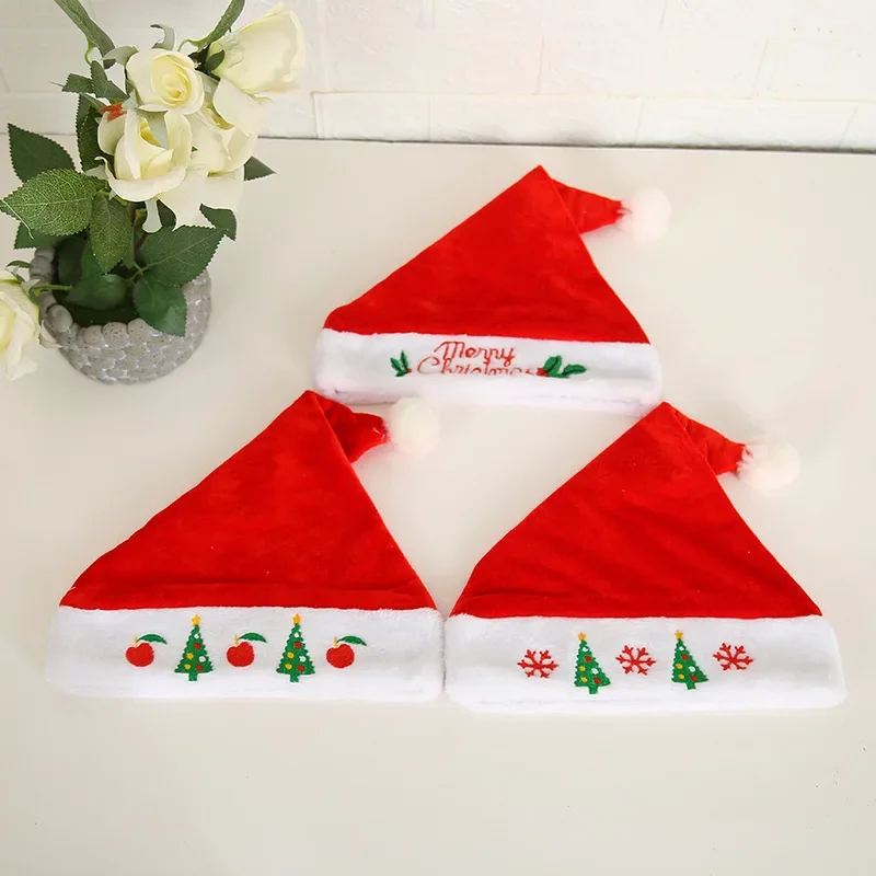 

Canary Thick Embroidered Christmas Hat Adult Santa Claus Elk Headdress Holiday Dress Up Gift Small Gift