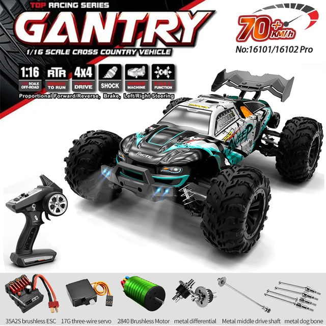 16101/16102Pro 50/70Km/h High Speed 4WD RC Car With LED Remote Control Cars Alloy Climbing Racing All Terrain Off-Road Truck 1
