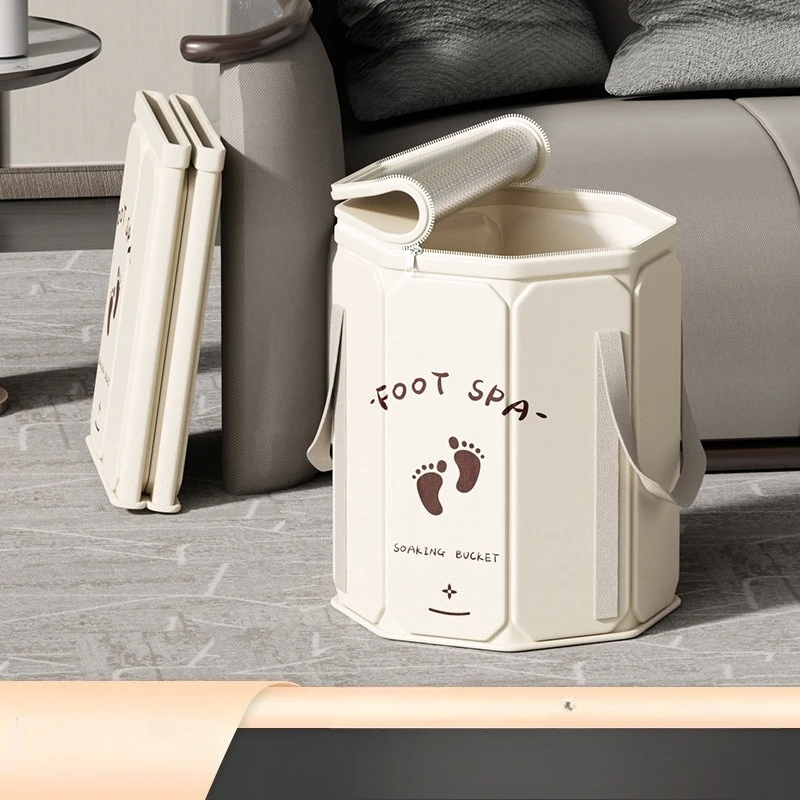 อ่างแช่เท้าแบบพกพาพร้อมดีไซน์พับได้ ฝาปิด และระบบเก็บความร้อน พร้อมที่รองเท้าแบบแข็งแรง  อ่างแช่เท้าพร้อมลูกกลิ้งนวด 1