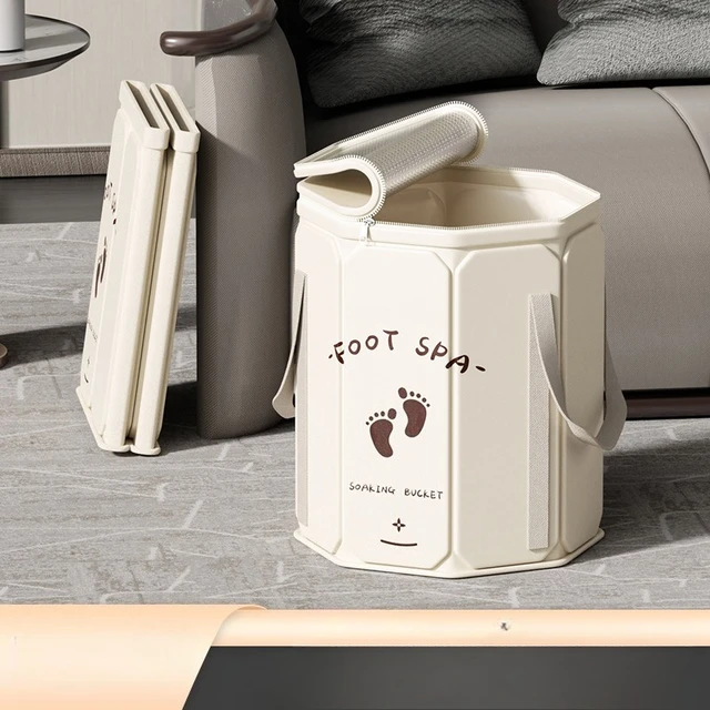อ่างแช่เท้าแบบพกพาพร้อมดีไซน์พับได้ ฝาปิด และระบบเก็บความร้อน พร้อมที่รองเท้าแบบแข็งแรง  อ่างแช่เท้าพร้อมลูกกลิ้งนวด 1