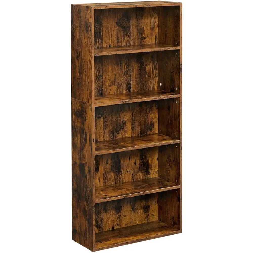 

VASAGLE Bookshelf, Floor Standing Unit, Rustic Brown ULBC165X01, 5-Tier Open Bookcase with Adjustable Storage Shelves