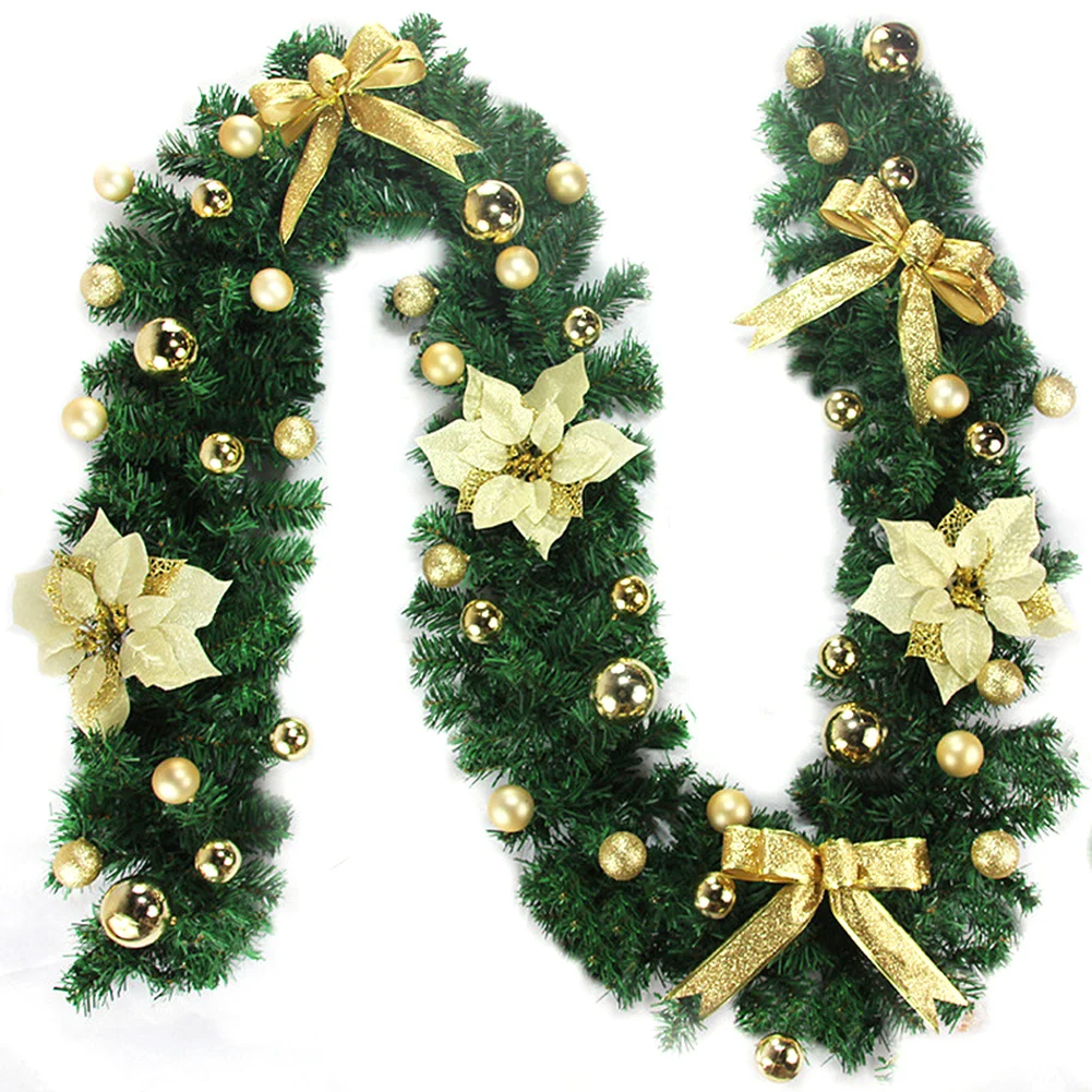 thumbnail image 1 of Guirnalda de ratán LED navideña de 2,7 m, decoración para escaleras, chimeneas, árbol de Navidad, pancarta de ratán, colgante para escaleras del hogar, 1 of 4