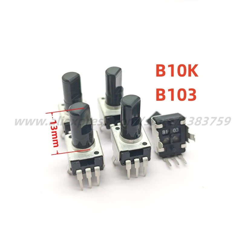 아두이노 D 샤프트용 도장 전위차계, RV09, 0932, 20mm 수직 조절 저항기, 10K 옴, 3 핀, B10K, B103, 13mm, 5 개