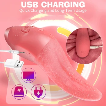Realistic Tongue Vibrator Licking Nipple Massager Smart Heating Female Masturbator Clit Stimulator Pussy Sex Toys for Couple 4
