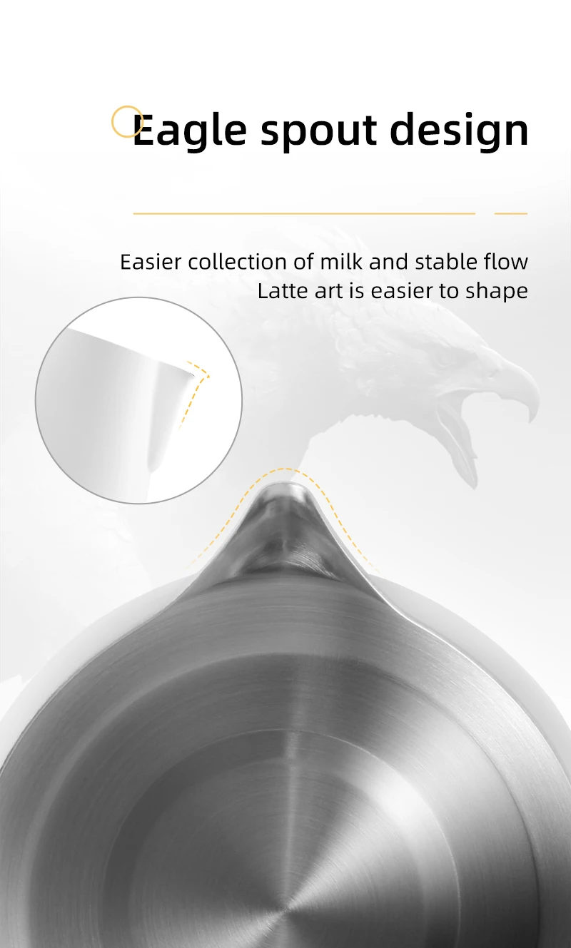Description Picture 5 of itemFuego Milk Pitcher 350/600ml Coffee Latte Art Pitcher Stainless Steel Espresso Steaming Milk Frothing Jug Barista Accessories