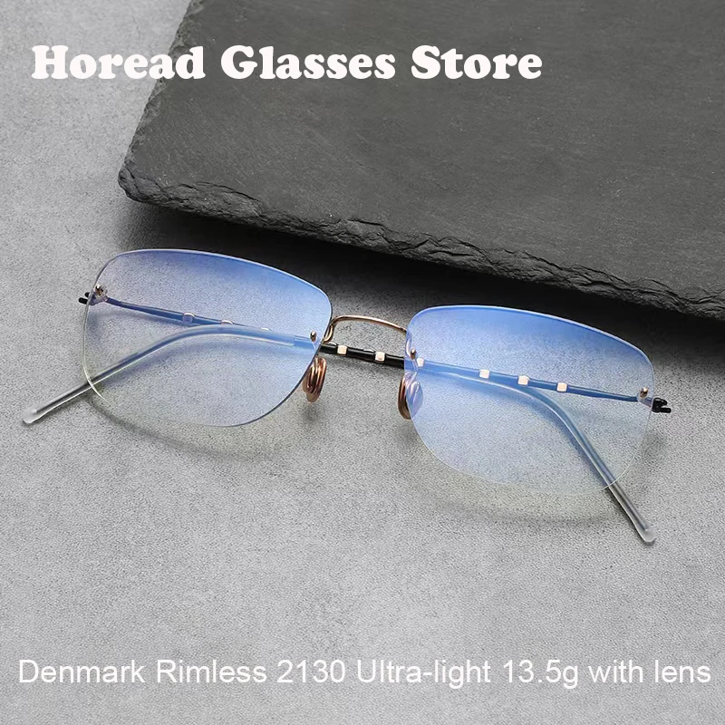 

Fashion Square Rimless Titanium Glasses Frame Men Women Frameless Prescription Eyeglasses Denmark Brand Myopia Read Eyewear 2130