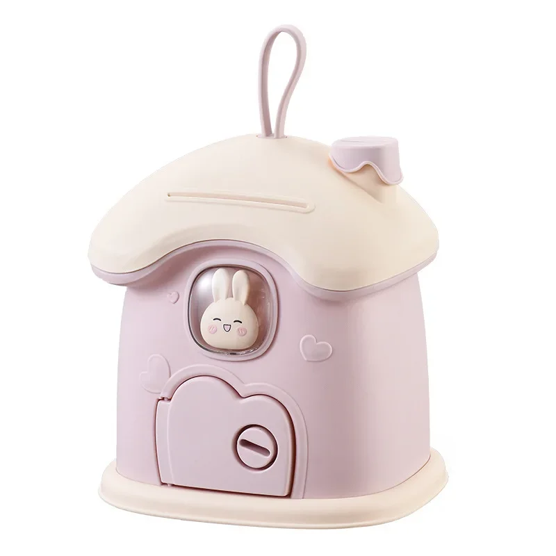 Cartoon Mushroom House Cute Piggy Bank Girls Boys Large Capacity Internet celebrities Children's Small House with Key Piggy Bank 5