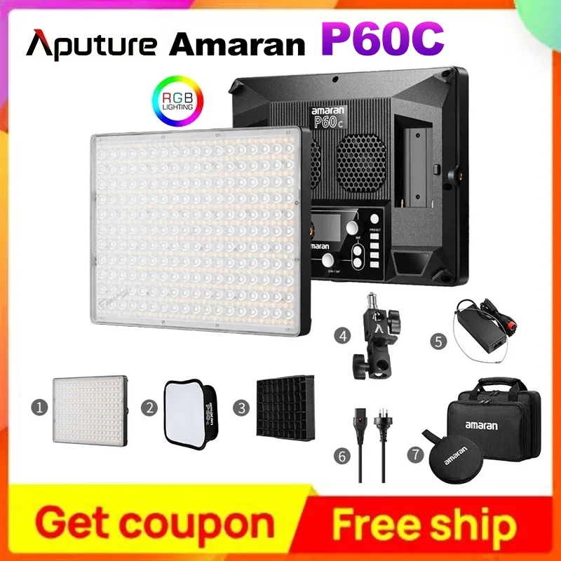 Aputure Smaran-カラーLEDランプ,写真照明,rgbww,フルカラー,p60c,t2c,t4c,2500k-7500k  AliExpress