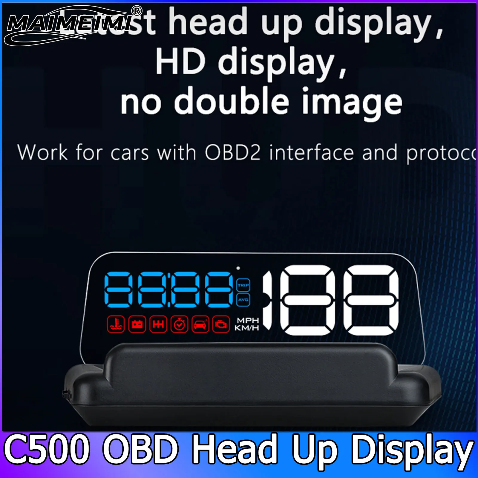 C500 OBD2 HUD 미러 프로젝션 디지털 헤드 업 디스플레이 자동차 속도 ..