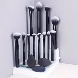 12 - Piece Professional Makeup Brush Set with Versatile Application Tools (Black)