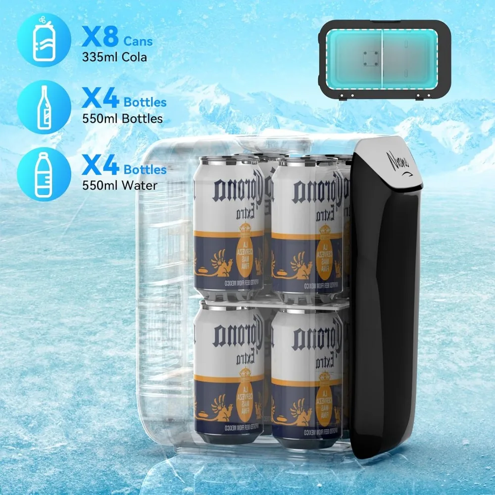 Mini Fridge,8 Can/6 Liter Small Refrigerator,110VAC/ 12V DC Portable Thermoelectric Cooler and Warmer