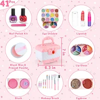 Kids Makeup Toy Kit for Girls, Washable Makeup Set Toy with Real Cosmetic Case for Little Girl, Pretend Play Makeup Beauty Set B 3