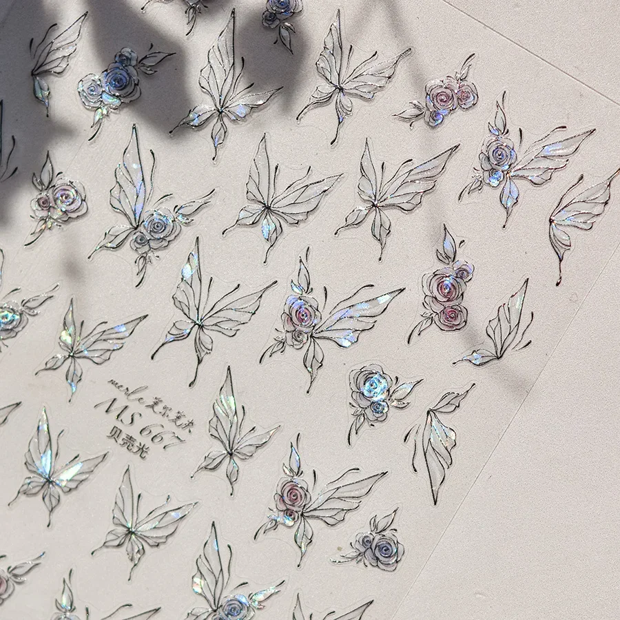 Jelly Butterfly 5D Nail Art Sticker Rhinestone Crystal Charming Shiny Insect Animals DIY Self Adhesive Decoration Manicure Decal
