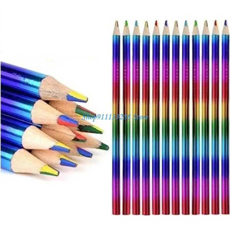 G88D 40Pcs 레인보우 컬러 연필 4 in 1 컬러링 연필 여러 가지 빛깔의 드로잉 연필