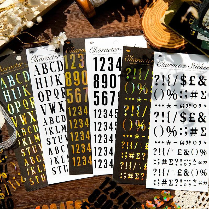 

Yoofun Bronzing Numbers English Letters Punctuation Mark Stickers Creative Scrapbooking Journal Decor Labels Stationery