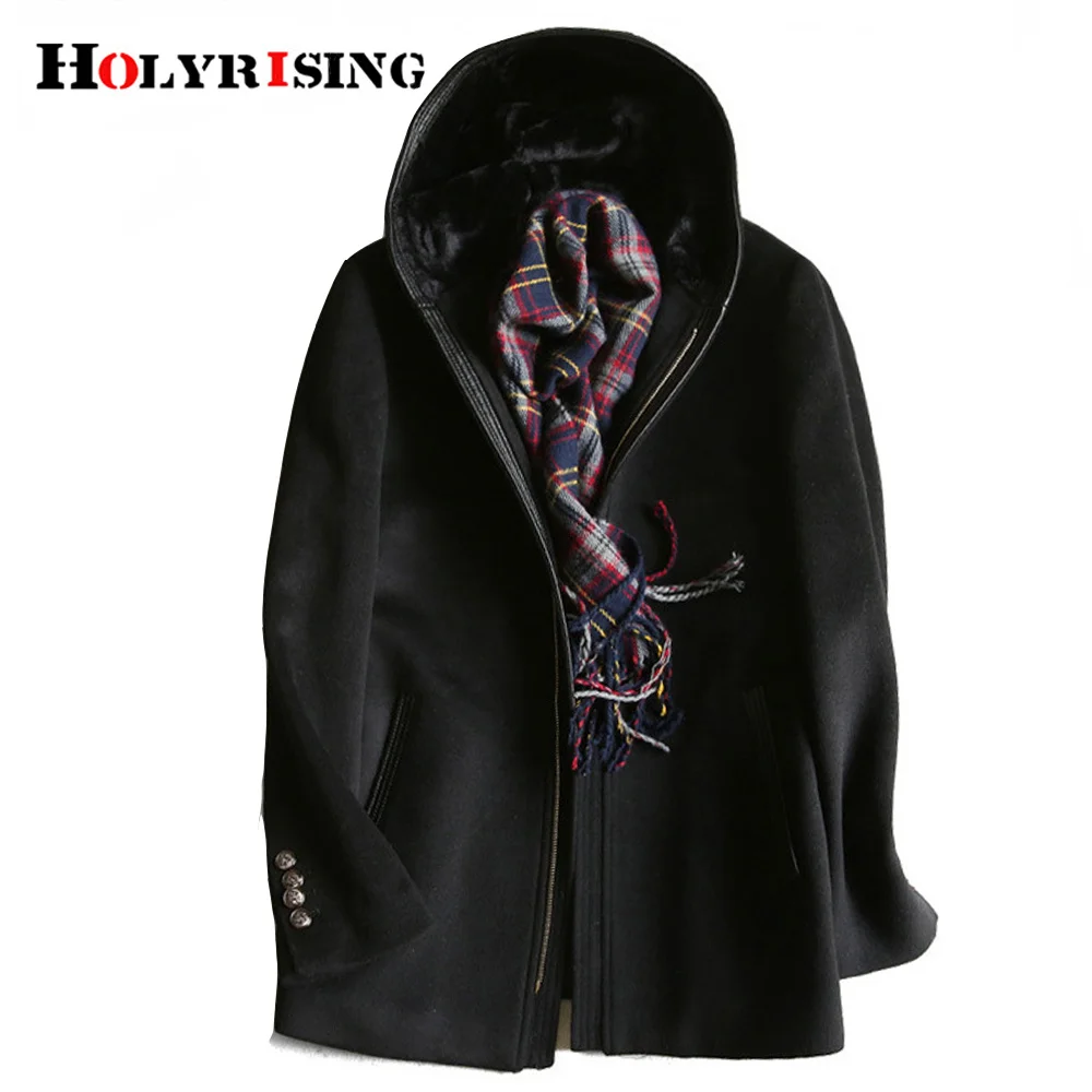 Holyrising abrigo hombre sobretudo masculino Casual wool coat men's woolen hooded winter fashion men L-XXL