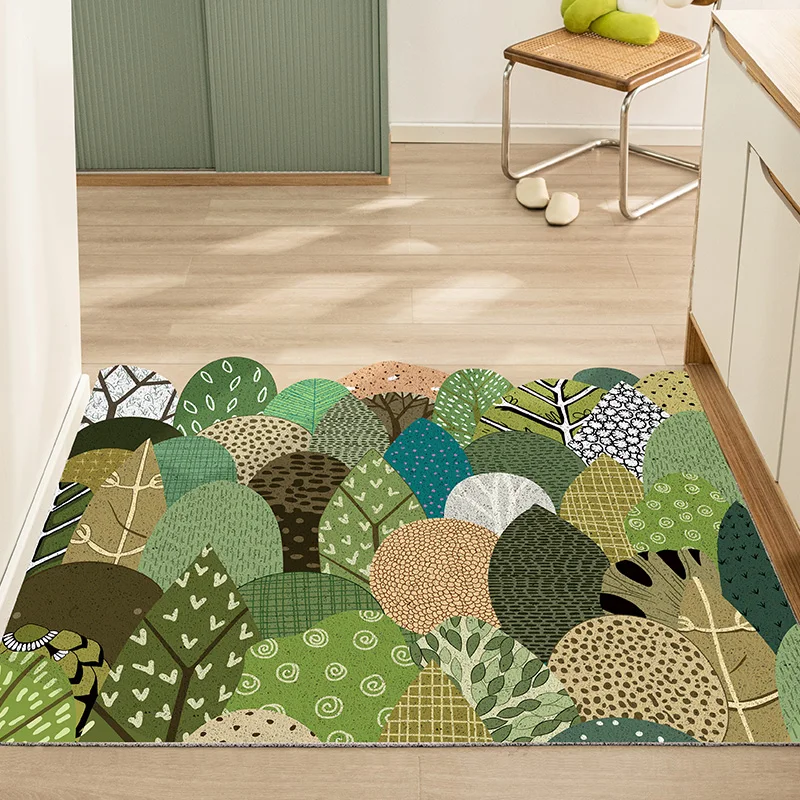 

Green Forest Rubber Floor Doormat Washable Non-slip Rug Mats for Hallway Resist Dirt Trapper Rugs Easy Clean Carpet