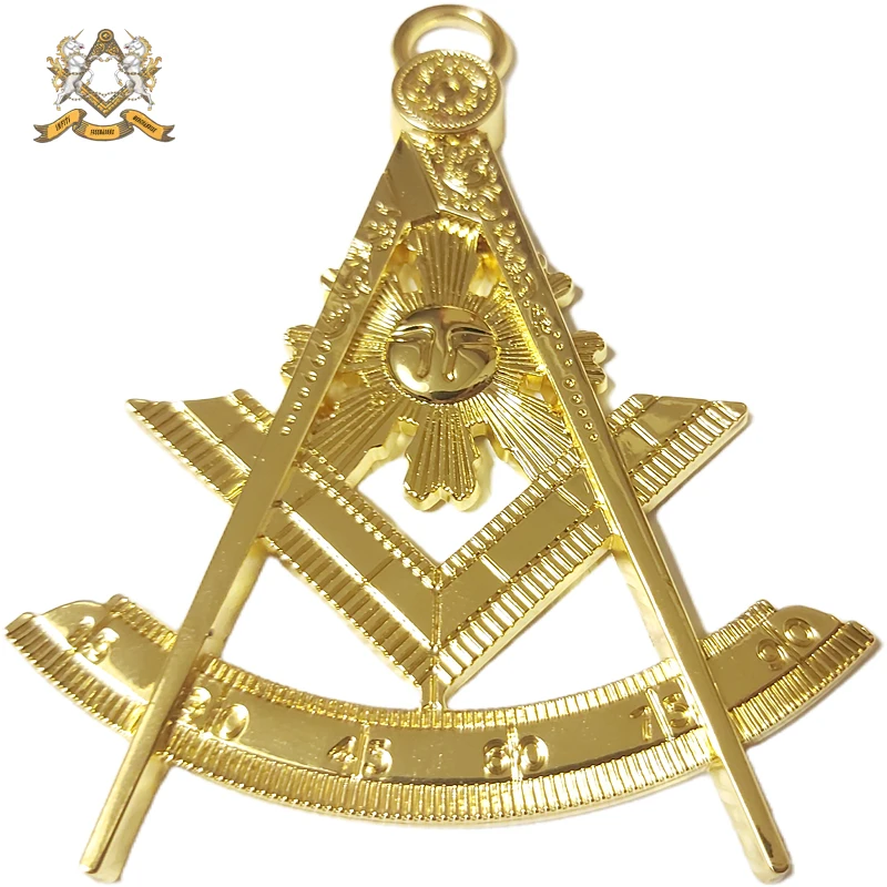 Gioiello Collare Massonico Oro Placcato Con Strass E Piramide, Regalia Potentato, Nuovo