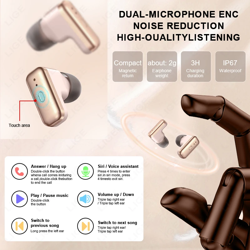 New Smart Watch Women 2in1 With Earbuds TWS Bluetooth Earphone Heart Rate Health Monitor Play Music Sport Fitness Smartwatch Men