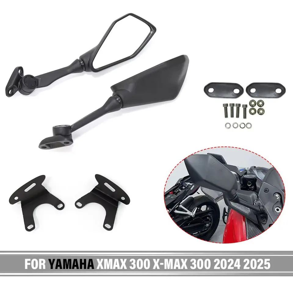 For Yamaha XMAX 300 400 125 250 2017 2018 2019 Motorcycle Side Mirror Black Plastic Rearview Mirror Motorbike Accessories - 201355758 - View #10