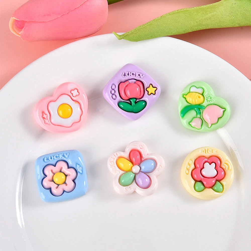 

10PCS Shiny Square Flower Series Resin Flat Back Cabochons For Hairpin Scrapbooking DIY Jewelry Craft Decoration Accessories