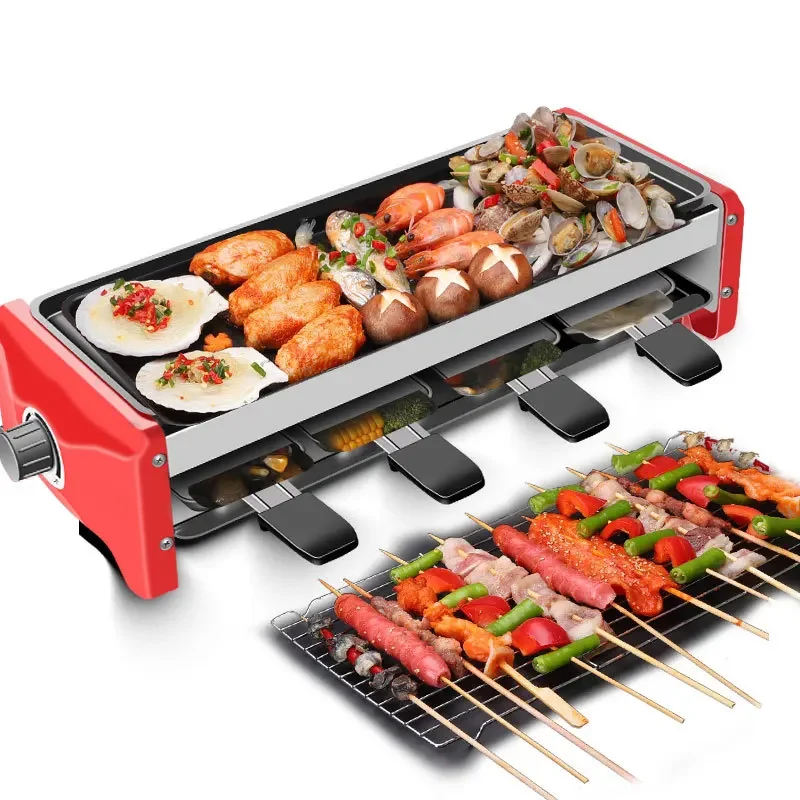 Household Electric Roasting Oven 2 Layers 1350W Smokeless Non-stick Baking Pan Barbecue Machine Kitchen Teppanyaki Grill 220V 6