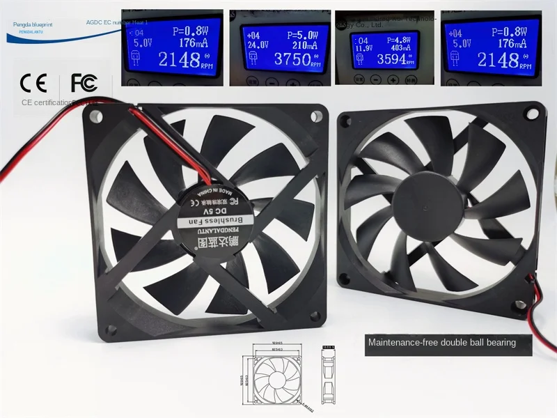 9215 9015 Double Ball Bearing 9cm DC Brushless 24 V12v5v Max Airflow Rate Mute Chassis Cooling Fan id cooling tf 9215