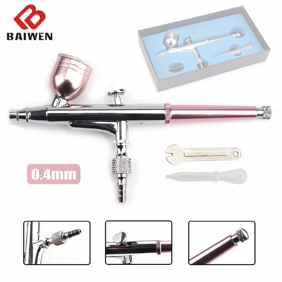 0.4mm Nozzle Airbrush Dual Action Gravity Feed Paint Nail Spray Gun Adjustable Cake Decorating Brushes For Nail Manicure ophir airbrush kit dual action gravity paint gun