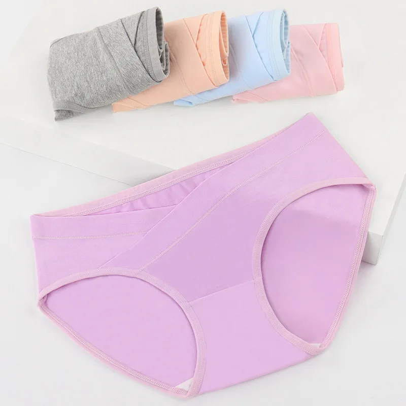 5PCS Cotton Low Waisted Belly Support Underwear For Pregnant Women Comfortable Traceless Oversized Woman Triangle Pants