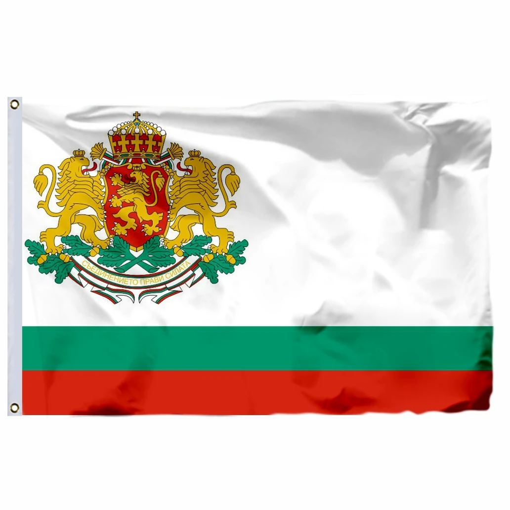 Bulgarian Royal Standard Table Flag 5x5 Inch - AZ FLAG Desktop Banner With Black Base
