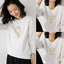 

NEW Fashion Woman Pullover Sweatshirt Champagne Yellow Letters Printing Harajuku Casual Woman Clothing Tops Clothes for Women