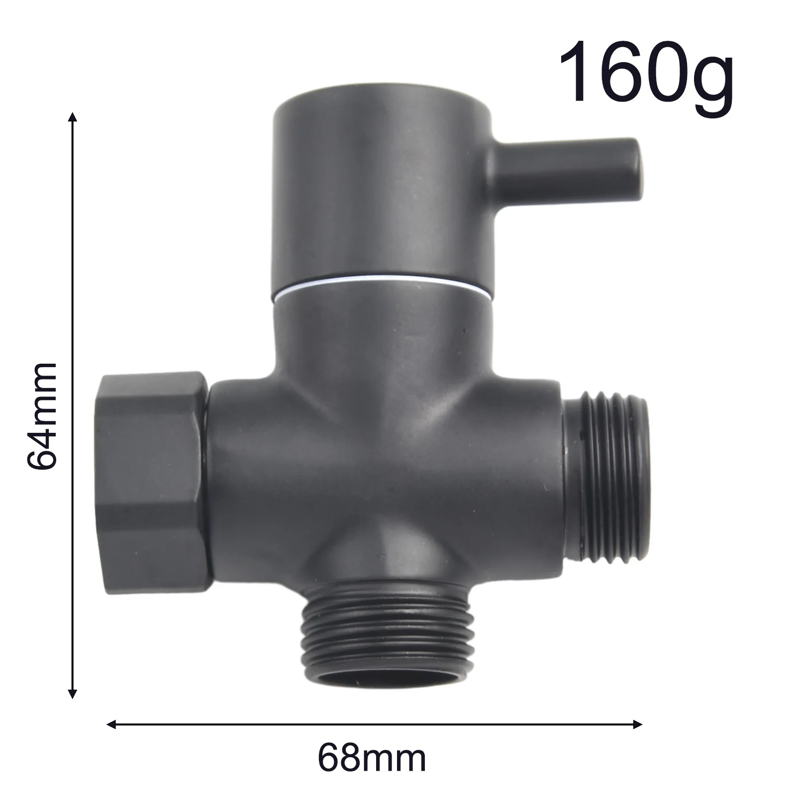 Sturdy And Durable Diverter Valve T Adapter 1/2in Female 1/2in Male Black Brass For Shower Head Solid Metal Handle