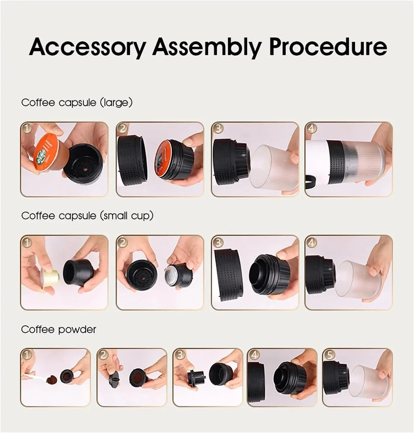 3-in-1 Portable Coffee Maker Espresso Coffee Maker For Car Home Camping Travel Capsule Powder Automatic