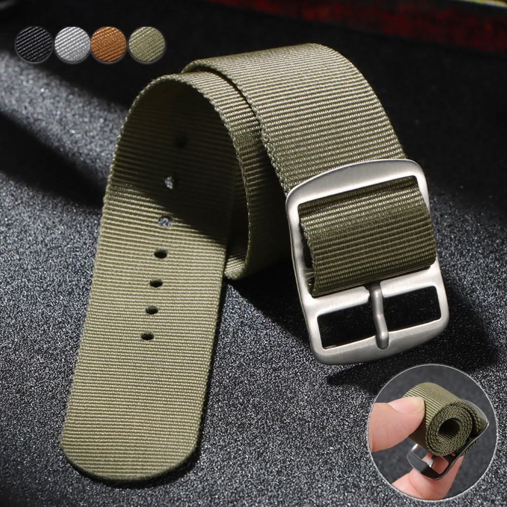 Premium 20mm Nylon Military-Style Watch Band - Comfortable, High-Quality, and Washable Strap for Men and Women