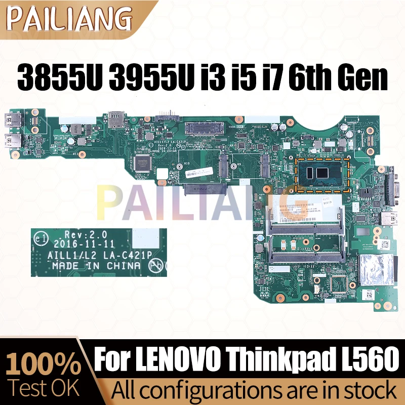 Для LENOVO Thinkpad L560, материнская плата для ноутбука, Φ 3855U 3955U, системная плата для ноутбука, полностью протестированная