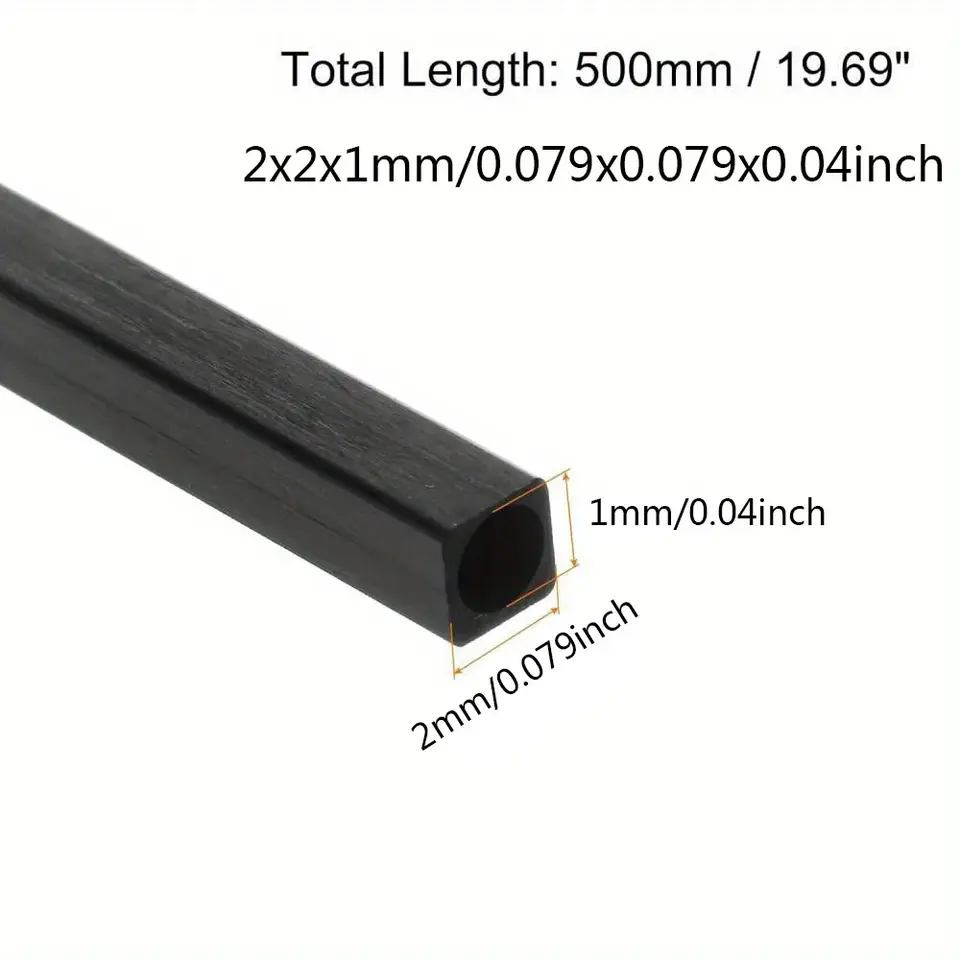 1-2-3-6pcs Carbon Fiber Square Tube Length X 500mm Outer Diameter 2mm 3mm 4mm 5mm 6mm 8mm 10mm Pultruded Carbon Fiber Tube image 3