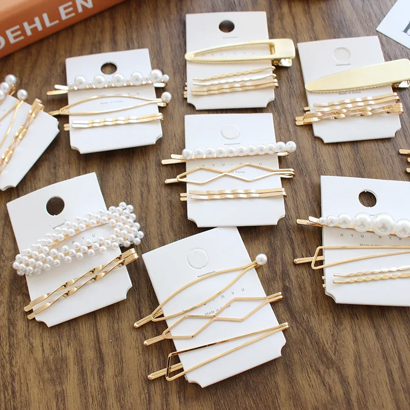

3/5 PCS Fashion Girls Pearl Hair Clips Sweet Simple Hairgrip for Women Alloy Handmade INS Hair Accessories