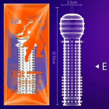 Reusable Condoms Male Penis Extension Enlarge Sleeves Sperm Lock Cock Ring Dildo Cover Adult Sex Toys For Men Delay Ejaculation 6