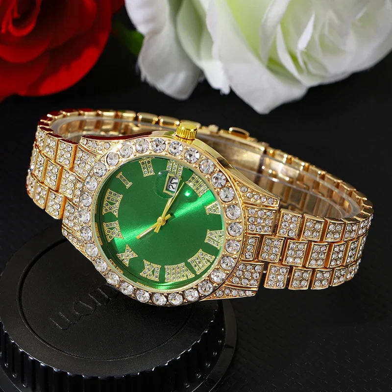 

Men's Watch Fashion Alloy Diamond Full Sky Star Calendar Quartz Watch Business Leisure Quartz Men's Watch