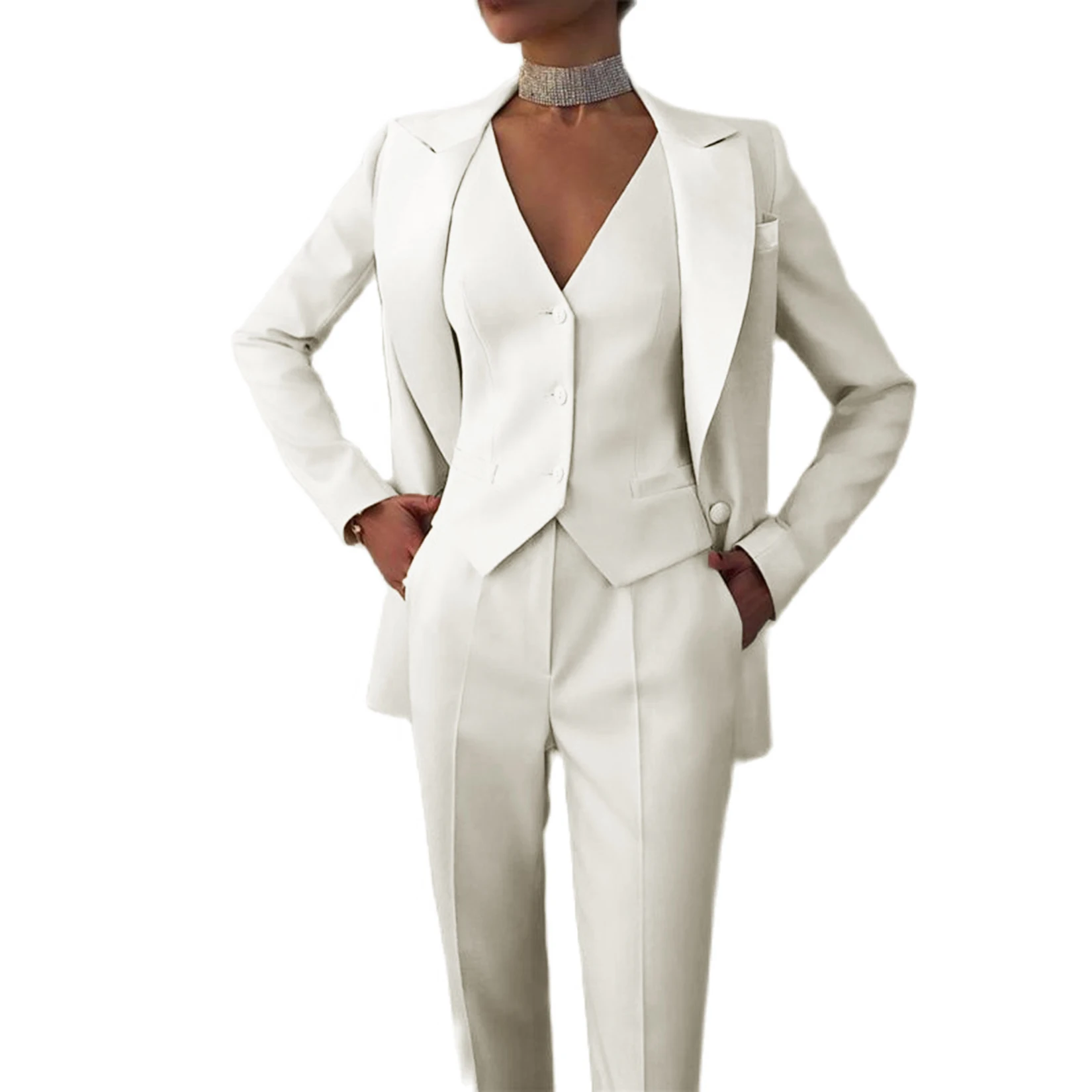 White Leisure Women Suits With White Collar Women Work Custom Ladies Suit  Business Suit Tuxedos Work WearJacket+Pants From Hongyeli, $147.74 |  DHgate.Com