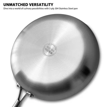 304 Stainless Steel Frying Pan NonStick Pan Fried Steak Pot Uncoated Kitchen Cookware For Gas Stove and Induction Cooker 2