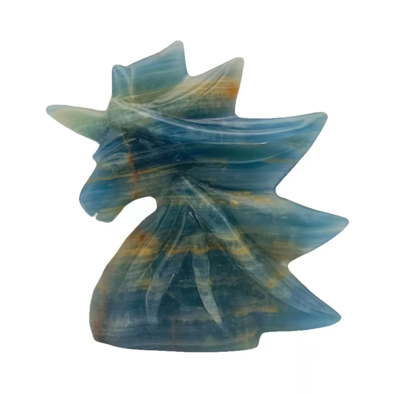

Customization Natural Crystal Craft Blue Onyx Unicorn Sculpture Spiritual Healing Reiki Energy Gemstone For Home Office Decor