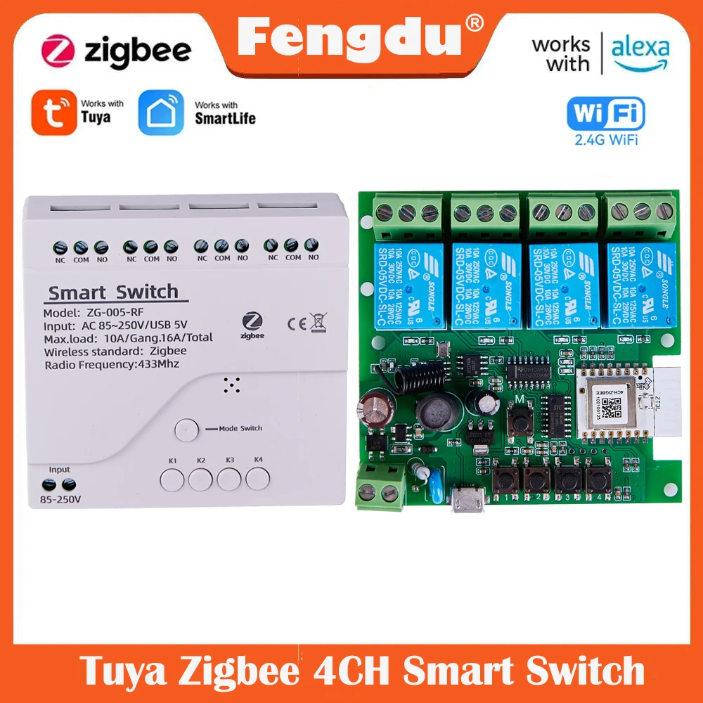 Tuya Zigbee Relé Interruptor Inteligente com Luz Botão Módulo Interruptor sem Fio Controle App Vida Inteligente Controle de Voz Alexa Google