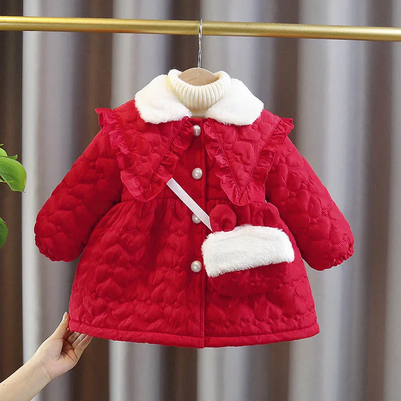Kids Jackets Winter Coat 1 2 3 4 Years Baby Girl Winter Jacket Christmas Sweet Princess Girls Coat Thicken Warm Children Outerwear Clothing Birthday Gift