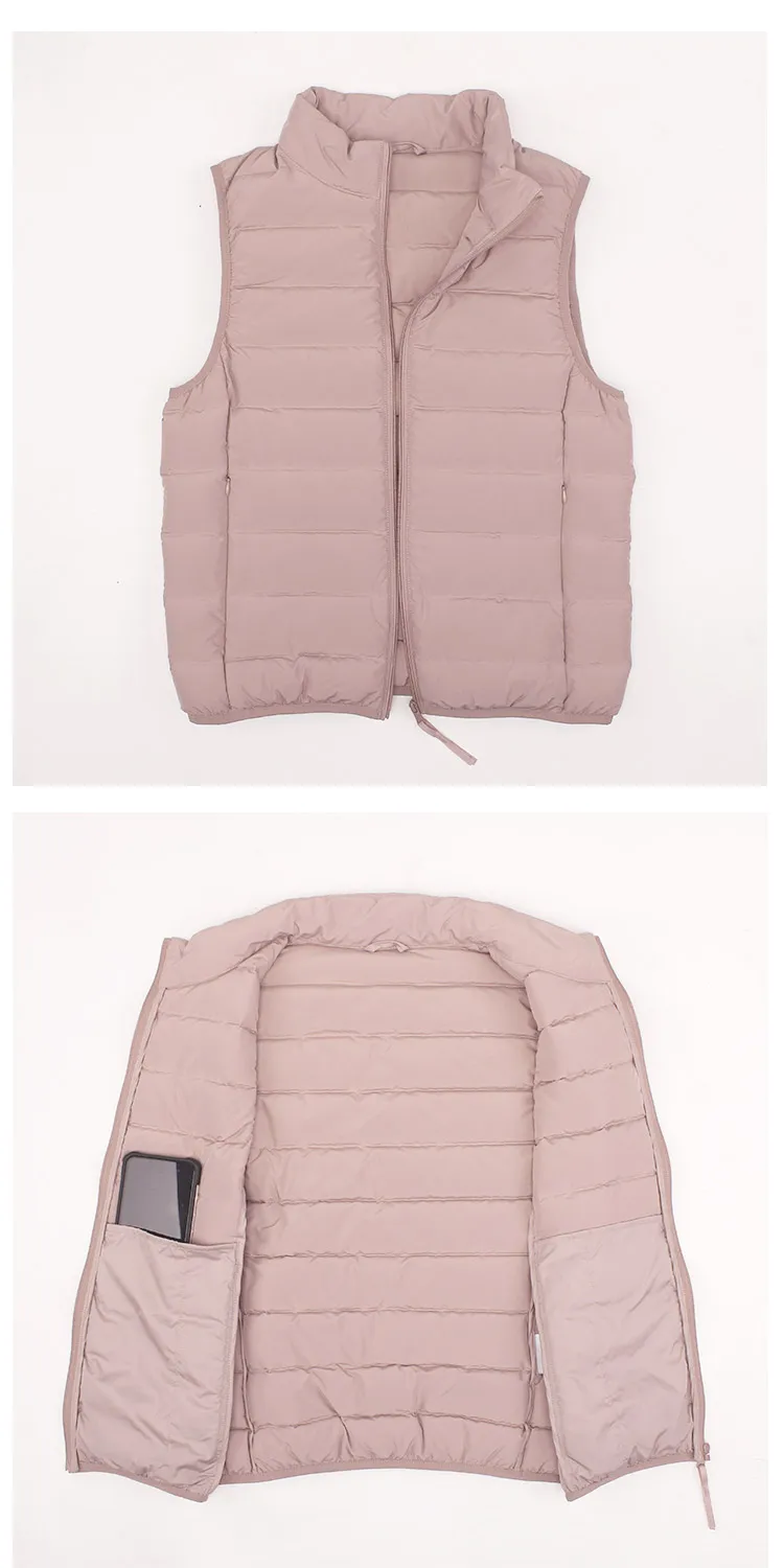 Women Outwear Vest 90% White Duck Down Seamless Ultra Light Causal Matt Fabric Female Sleeveless Waterproof Warm Waistcoat