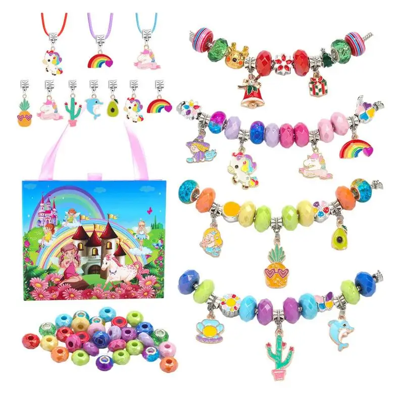 

Комплект для изготовления браслетов и шармов, комплект «сделай сам» из бисера для детей, портативное ожерелье, браслет, кольцо, товары для девочек, детей, подростков