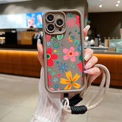 Charming Floral Lanyard Rope Silicone Phone Case - Soft Cover for Poco F6 Pro 5G (6)