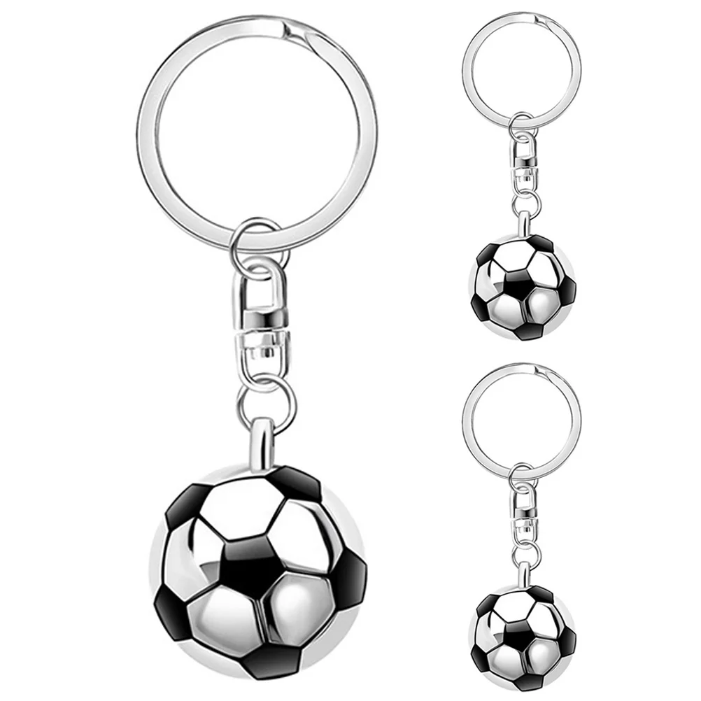 3 Pcs Football Keychain Keychains Soccer Balls during Personality Adorable Sports Metal Hanging Pendant Compact Bag Fob