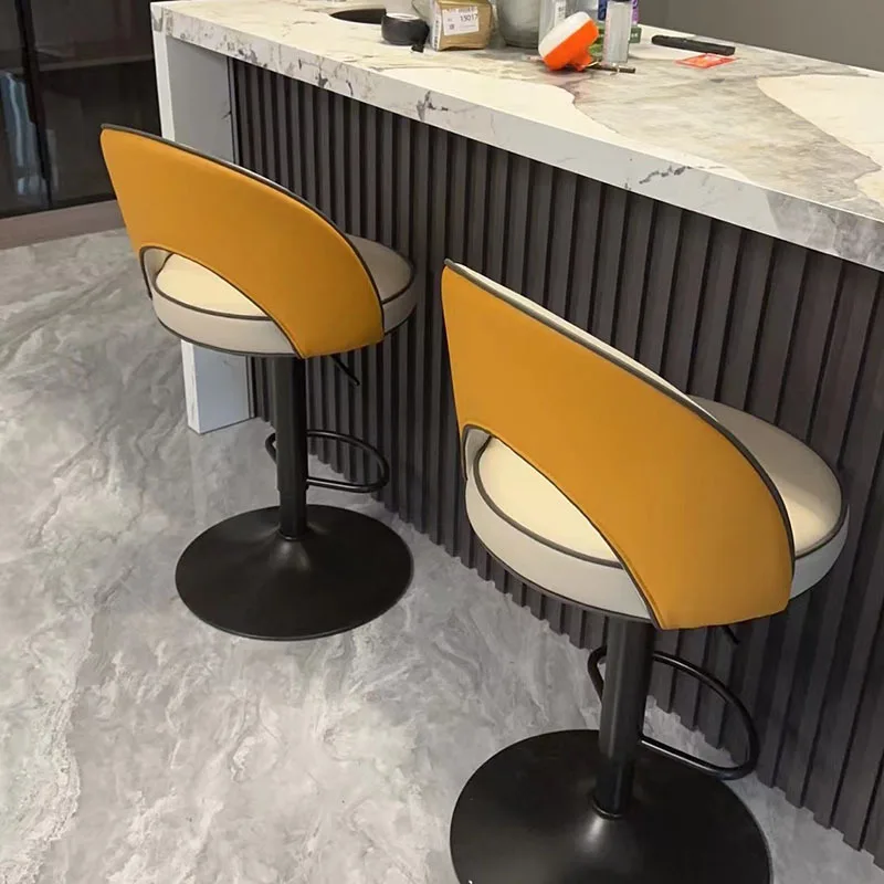 Nordic Modern Bar Chairs Dining Room Beige Beautiful Luxery Bar Stool Adjustable Height Confort Taburetes De Home Furniture
