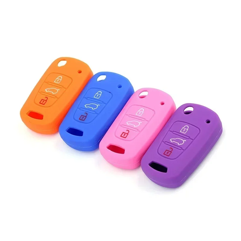 Key Case Key Case Cover Car Key Shell Flip Key Fob Shell Silicone Flip Car Key Cover Case For Kia RIO K2 K3 K5 Ceed Cerato Sportage For Hyundai Verna I20